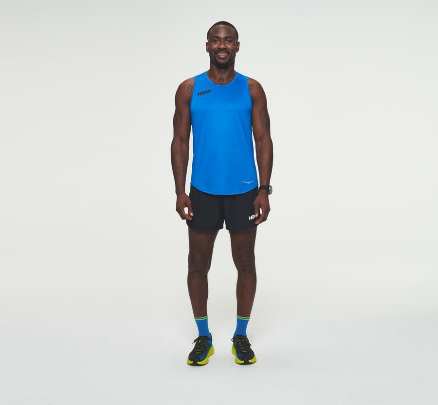 Top Hoka One One Hombre - Performance Tank - Azules - MVL537401